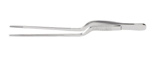 McKesson Argent - Dressing Forceps Gruenwald-Jansen 6-1/2 Inch Length Surgical Grade Stainless Steel NonSterile NonLocking Bayonet Handle Straight Serrated Tips - 43-1-605