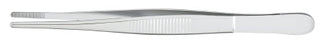 McKesson Argent - Dressing Forceps 5-1/2 Inch Length Surgical Grade Stainless Steel NonSterile NonLocking Thumb Handle Straight Serrated Tips - 43-1-727