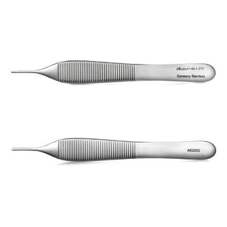 McKesson Argent - Dressing Forceps Adson 4-3/4 Inch Length Surgical Grade Stainless Steel NonSterile NonLocking Thumb Handle Straight Serrated Tips - 43-1-771