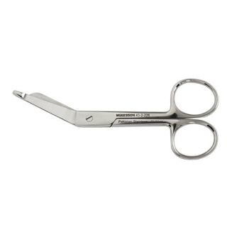 McKesson - Bandage Scissors Lister 4-1/2 Inch Office Grade Stainless Steel NonSterile Finger Ring Handle Angled Blunt Tip / Blunt Tip - 43-2-226