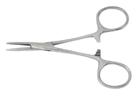 McKesson - Hemostatic Forceps Hartmann-Mosquito 3-1/2 Inch Length Office Grade Stainless Steel NonSterile Ratchet Lock Finger Ring Handle Curved - 43-2-421