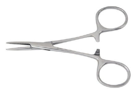 McKesson - Hemostatic Forceps Halsted-Mosquito 5 Inch Length Office Grade Stainless Steel NonSterile Ratchet Lock Finger Ring Handle Curved - 43-2-431