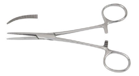 McKesson - Hemostatic Forceps Crile 5-1/2 Inch Length Office Grade Stainless Steel NonSterile Ratchet Lock Finger Ring Handle Curved - 43-2-452