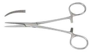 McKesson - Hemostatic Forceps Crile 5-1/2 Inch Length Office Grade Stainless Steel NonSterile Ratchet Lock Finger Ring Handle Curved - 43-2-452