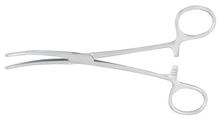 McKesson - Hemostatic Forceps Rochester-Pean 6-1/4 Inch Length Office Grade Stainless Steel NonSterile Ratchet Lock Finger Ring Handle Curved - 43-2-477