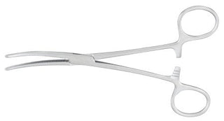 McKesson - Hemostatic Forceps Rochester-Pean 6-1/4 Inch Length Office Grade Stainless Steel NonSterile Ratchet Lock Finger Ring Handle Curved - 43-2-477