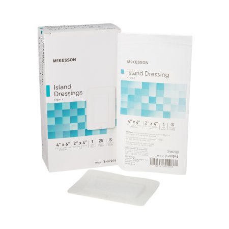 McKesson - Adhesive Dressing 4 X 6 Inch Polypropylene / Rayon Rectangle White Sterile - 16-89046