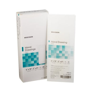 McKesson - Adhesive Dressing 4 X 10 Inch Polypropylene / Rayon Rectangle White Sterile - 16-89041