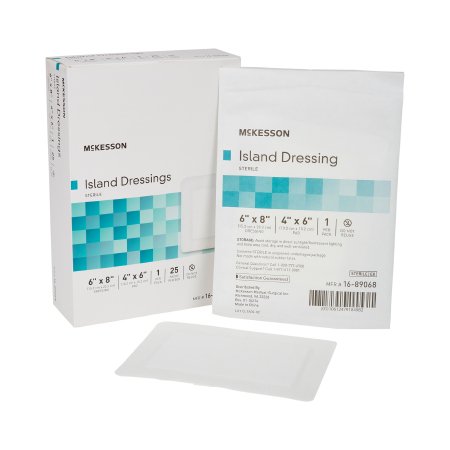 McKesson - Adhesive Dressing 6 X 8 Inch Polypropylene / Rayon Rectangle White Sterile - 16-89068