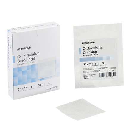 McKesson - Oil Emulsion Impregnated Dressing 3 X 3 Inch Acetate Gauze USP White Petrolatum / Mineral Oil Sterile - 61-77041
