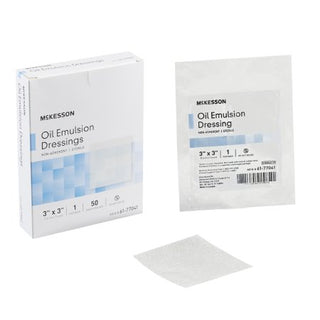 McKesson - Oil Emulsion Impregnated Dressing 3 X 3 Inch Acetate Gauze USP White Petrolatum / Mineral Oil Sterile - 61-77041