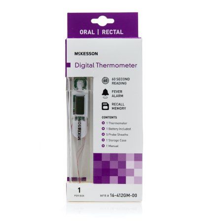 McKesson - Digital Stick Thermometer Oral / Rectal / Axillary Probe Handheld - 16-412GM-00