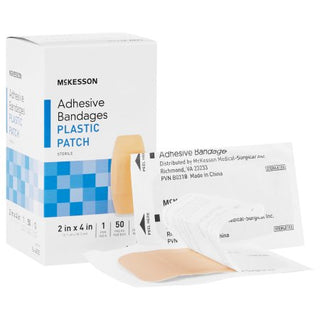 McKesson - Adhesive Strip 2 X 4 Inch Plastic Rectangle Tan Sterile - 16-4825