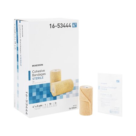 McKesson - Cohesive Bandage 4 Inch X 5 Yard Standard Compression Self-adherent Closure Tan Sterile - 16-53444