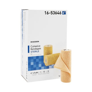 McKesson - Cohesive Bandage 6 Inch X 5 Yard Standard Compression Self-adherent Closure Tan Sterile - 16-53646