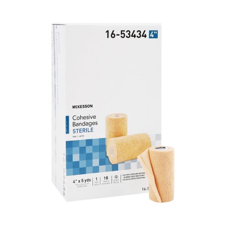 McKesson - Cohesive Bandage 4 Inch X 5 Yard Standard Compression Self-adherent Closure Tan Sterile - 16-53434