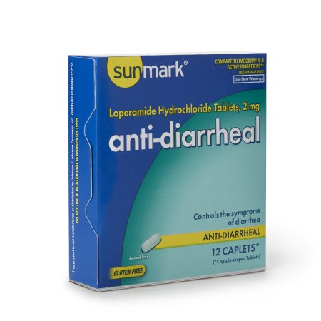 sunmark - Anti-Diarrheal 2 mg Strength Caplet 12 per Box - 49348052902