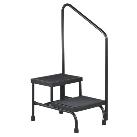 McKesson - Step Stool with Handrail Bariatric 2 Steps Powder Coated Steel Frame 9 / 16 Inch Step Height - 81-31220