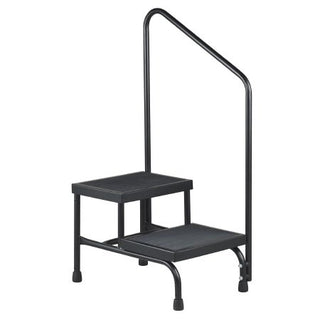 McKesson - Step Stool with Handrail Bariatric 2 Steps Powder Coated Steel Frame 9 / 16 Inch Step Height - 81-31220