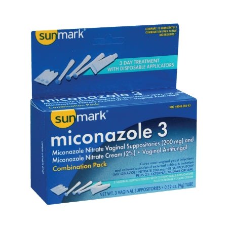 sunmark - Vaginal Antifungal Kit 2% Strength / 200 mg Cream / Suppository - 49348035543