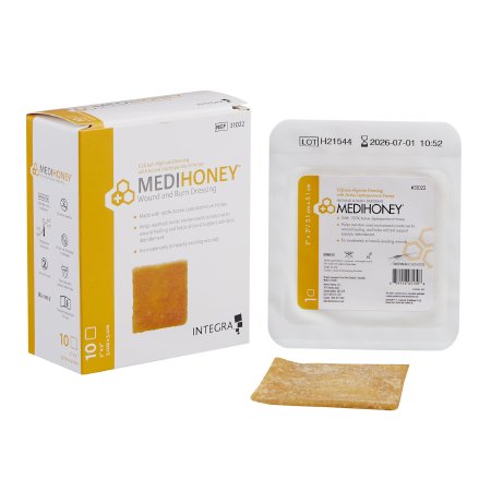 MEDIHONEY - Honey Impregnated Wound Dressing 2 X 2 Inch Calcium Alginate Active Leptospermum Honey Sterile - 31022