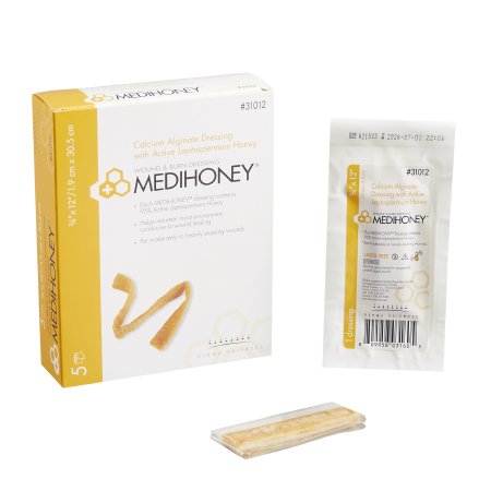 MEDIHONEY - Honey Impregnated Wound Dressing 3/4 X 12 Inch Calcium Alginate Active Leptospermum Honey Sterile - 31012