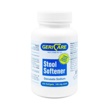 McKesson Brand - Stool Softener Softgel 250 per Bottle 100 mg Strength Docusate Sodium - 401-25-GCP