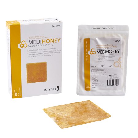 MEDIHONEY - Honey Impregnated Wound Dressing 4 X 5 Inch Calcium Alginate Active Leptospermum Honey Sterile - 31045