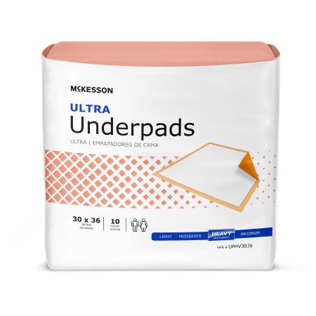 McKesson Ultra - Underpad 30 X 36 Inch Disposable Fluff / Polymer Heavy Absorbency - UPHV3036