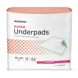 McKesson Super - Underpad 30 X 30 Inch Disposable Fluff / Polymer Moderate Absorbency - UPMD3030