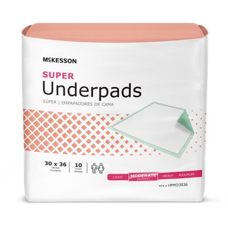 McKesson Super - Underpad 30 X 36 Inch Disposable Fluff / Polymer Moderate Absorbency - UPMD3036