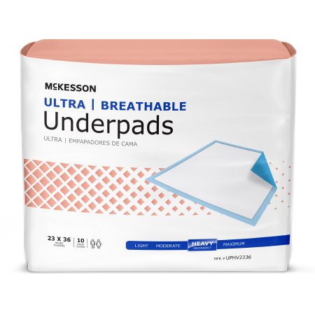 McKesson Ultra Breathable - Low Air Loss Underpad 23 X 36 Inch Disposable Fluff / Polymer Heavy Absorbency - UPHV2336