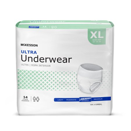 McKesson Ultra - Unisex Adult Absorbent Underwear Pull On with Tear Away Seams X-Large Disposable Heavy Absorbency - UWBXL