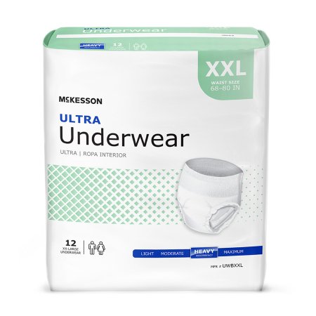 McKesson Ultra - Unisex Adult Absorbent Underwear Pull On with Tear Away Seams 2X-Large Disposable Heavy Absorbency - UWBXXL