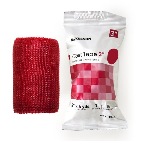 McKesson - Cast Tape 3 Inch X 12 Foot Fiberglass Red - 115-3R