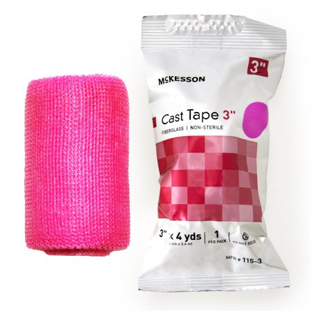 McKesson - Cast Tape 3 Inch X 12 Foot Fiberglass Pink - 115-3X