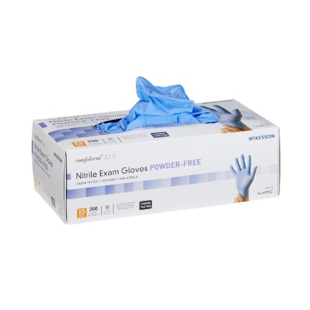 McKesson Confiderm 3.5C - Exam Glove X-Small NonSterile Nitrile Standard Cuff Length Textured Fingertips Blue Chemo Tested - 14-6972C