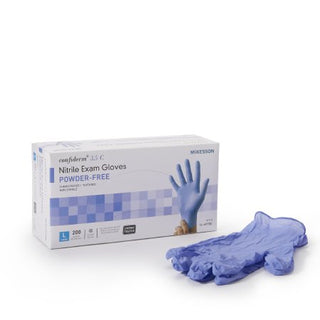 McKesson Confiderm 3.5C - Exam Glove Large NonSterile Nitrile Standard Cuff Length Textured Fingertips Blue Chemo Tested - 14-6978C