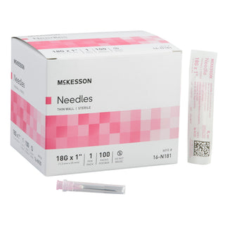 McKesson  Hypodermic Needle 1 Inch Length 18 Gauge Thin Wall Without Safety - 16-N181