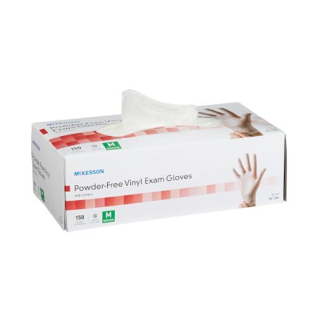 McKesson - Exam Glove Medium NonSterile Vinyl Standard Cuff Length Smooth Clear Not Chemo Approved - 14-136