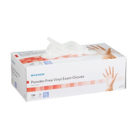 McKesson - Exam Glove X-Large NonSterile Vinyl Standard Cuff Length Smooth Clear Not Chemo Approved - 14-140