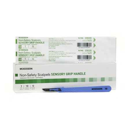 McKesson - Scalpel No. 10 Stainless Steel / Plastic Sensory Grip Handle Sterile Disposable - 1625