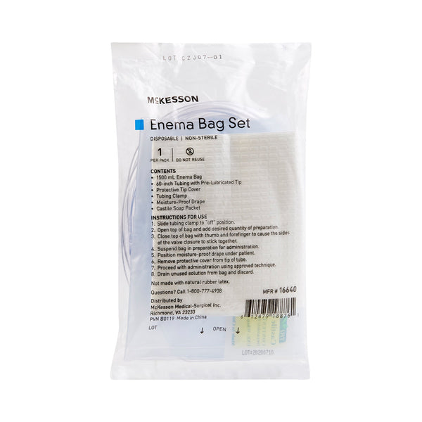 McKesson Enema Bag Set NonSterile 1500 mL - 16640