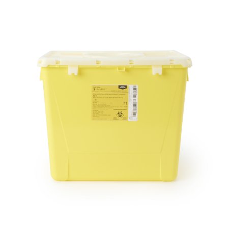McKesson Prevent - Chemotherapy Waste Container 13-1/2 H X 17-3/10 W X 13 L Inch 8 Gallon Yellow Base / White Lid Vertical Entry Rotating Lid - 2258