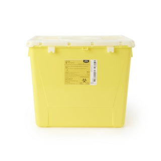 McKesson Prevent - Chemotherapy Waste Container 13-1/2 H X 17-3/10 W X 13 L Inch 8 Gallon Yellow Base / White Lid Vertical Entry Rotating Lid - 2258