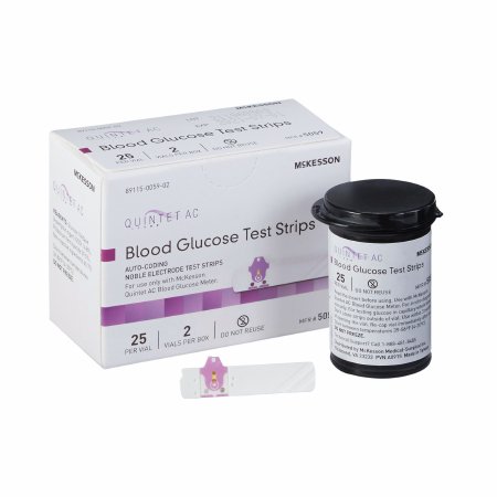 QUINTET AC - Blood Glucose Test Strips Quintet AC 50 Strips per Box Minimal sample size of 1 μL For Quintet AC Blood Glucose Monitor - 5059