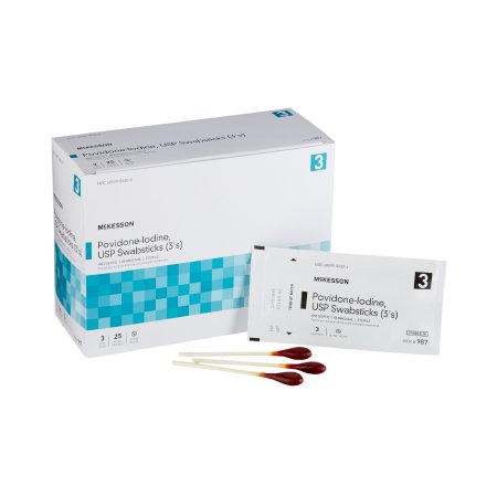 McKesson - Impregnated Swabstick 10% Strength Povidone-Iodine Individual Packet Sterile - 987