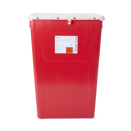 McKesson Prevent - Sharps Container 24-3/5 H X 17-3/10 W X 13 L Inch 18 Gallon Red Base / White Lid Vertical Entry Rotating Lid - 2268