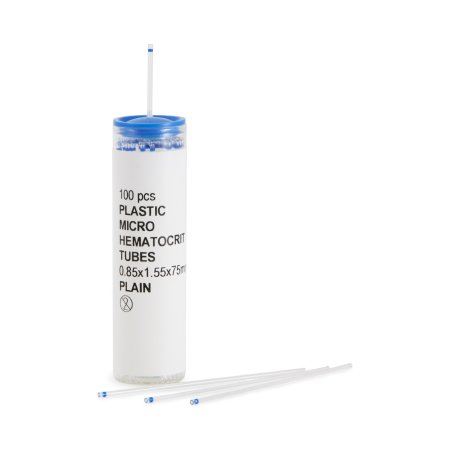 McKesson - Capillary Blood Collection Tube Micro-hematocrit Plain 75 mm Length 40 µL Blue Stripe Without Closure Plastic Tube - 554