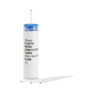 McKesson - Capillary Blood Collection Tube Micro-hematocrit Plain 75 mm Length 40 µL Blue Stripe Without Closure Plastic Tube - 554